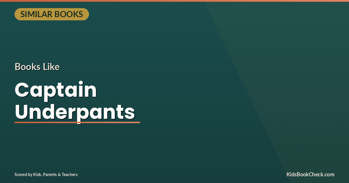 Illustrated collection of funny chapter books with colorful spines showing superhero underwear, villains, and silly characters